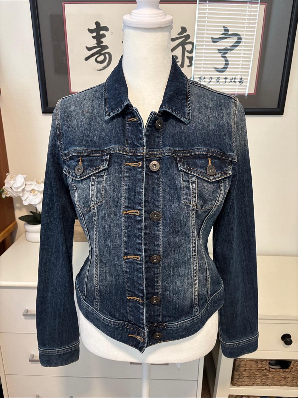 Melrose and Market Dark Blue Fitted Denim Jacket